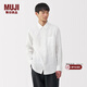 MUJI男式 漢麻水洗 長(cháng)袖襯衫 男士襯衣外套上衣男款夏季 男裝AC218A5S 白色 M (170/92A)