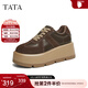 他她（TATA）糕糕鞋厚底德訓鞋女鞋子透氣松糕鞋休閑板鞋新款CX901AM5 深棕（單里） 37