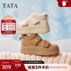 他她（TATA）加絨女鞋2025冬高幫加絨厚底板鞋休閑雪地靴棉鞋子CT910DD5 米色（絨里） 37