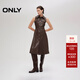 ONLY2025秋季新款復古PU皮革可調節腰帶收腰連衣裙女|12547Y001 I99深褐色 M