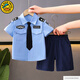 G.duck兒童警官衣服男童套裝夏季新款男寶寶警察演出服中小童襯衫短袖 衣服+褲子 120 尺碼4-5歲【110-120cm】