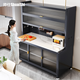 帥仕（shuaishi）鋼制巖板餐邊柜餐廳置物架客廳茶水斗柜現代風(fēng)收納碗柜廚房櫥柜子 【5層灰色】長(cháng)120寬42【防刮巖板+層板加強筋】 贈【鎖止萬(wàn)向輪】