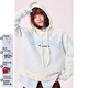 CHUU字母連帽針織衫女2025年冬季新品學(xué)院風(fēng)破洞抽繩寬松長(cháng)袖上衣 白色 均碼