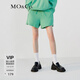 MO&Co.抽繩松緊腰撞邊A字休閑短褲戶(hù)外輕潮運動(dòng)褲子女 冷光綠色 L