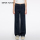MISS SIXTY2026春季新款牛仔褲女中腰棉質(zhì)百搭通勤休閑直筒褲長(cháng)褲 深藍短版 23