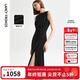 朗姿醋酸赫本風(fēng)高級感設計感小黑裙女夏新款連衣裙吊帶背心裙 黑色2 M