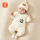 貝瑞加（Babyprints）嬰兒連體衣秋冬夾棉爬服初生男女寶寶保暖哈衣柔軟A類(lèi)棉服 綠73