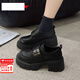 意爾康王子厚底復古樂(lè )福鞋女一腳蹬英倫風(fēng)小皮鞋女2025年秋季新款高跟jk單鞋 黑色[升級蜂窩軟底] 37