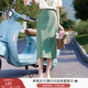 香影過(guò)膝開(kāi)叉a字半身裙女2025夏裝新款法式氣質(zhì)中長(cháng)綠色高腰裙子 綠色 M