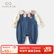 凡獵女童套裝秋裝2025新款洋氣嬰兒衣服寶寶背帶褲牛仔兩件套春秋 藍色 90 cm