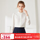 經(jīng)典故事（JANE STORY）2025新款秋季長(cháng)袖女士襯衫白色別致木耳領(lǐng)雪紡上衣高端設計感襯衣 白色 XL