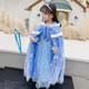 兒童艾莎公主裙子冰雪奇緣2026春秋季女童連衣裙披風(fēng)套裝禮服斗篷 藍色(裙子+斗篷)不加絨 130