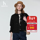 哈吉斯（HAZZYS）女裝 秋季款女士【PHIZ系列】燈芯絨拼接領(lǐng)箱型牛仔夾克女 黑色BK S (155/80A 36)