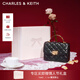 CHARLES&KEITH菱格鏈條手提斜挎包小方包包女包生日禮物CK2-50701608 Black黑色 S