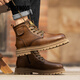 JASONWOOD品牌男鞋2025冬季新款男士真皮加絨高幫馬丁靴保暖棉鞋加厚雪地靴 棕色單鞋【正品男鞋】 42 (260mm)