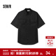 森馬（Semir）短袖T恤男裝純棉襯衣外套戶(hù)外工裝做舊水洗夏季上衣時(shí)尚百搭 黑色90001 M