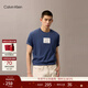 Calvin KleinJeans夏季男士休閑通勤簡(jiǎn)約ck鏤空字母膠印純棉針織短袖T恤上衣 RLY-鐵藍 2XL