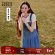 Teenie Weenie小熊女裝復古連衣裙夏季丹寧牛仔背帶裙子短裙潮 淺藍色 M