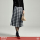 顏域復古印花百褶半身裙女2024新款秋裝氣質(zhì)通勤寬松顯瘦復古半裙 灰色 （加厚） M/38