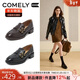 康莉（COMELY）羊皮樂(lè )福鞋女秋季粗跟復古圓頭休閑jk小皮鞋25年新款 英倫黑  38