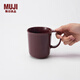 MUJI炻瓷 馬克杯 水杯杯子 桌面 帶把手 咖啡杯 家用  暗紅色 L 490ml