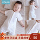 優(yōu)奇嬰兒衣服夏季薄款純棉短袖連體衣新生兒衣服男女寶寶睡衣哈衣爬服 短袖【奶白】閉檔 80cm