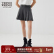 Teenie Weenie小熊女裝時(shí)尚簡(jiǎn)約風(fēng)秋季牛仔百褶短裙半身裙復古時(shí)髦 灰色 L (170)