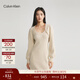 Calvin KleinJeans秋冬女士氣質(zhì)休閑兩件裝ck短款燈籠袖開(kāi)衫針織吊帶連衣裙 ACF-牛乳白 L