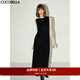 COCOBELLA赫本風(fēng)絲絨小黑裙優(yōu)雅氣質(zhì)混搭連衣裙無(wú)袖背心裙FR3070-2 黑色 XL