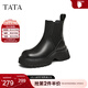 他她（TATA）休閑厚底切爾西靴女靴子加絨顯瘦煙筒靴冬季CEA01DD4 黑色（絨里） 36