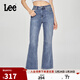 Lee25新品427標準高腰喇叭中藍色女牛仔褲休閑潮流