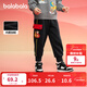 巴拉巴拉童裝兒童褲子男童長(cháng)褲女童寶寶2025款冬春裝加絨休閑束腳褲拜年服 黑色90001 130
