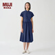 MUJI MUJI IDEE 女式 平紋 無(wú)袖連衣裙 女裝裙子夏季 GAD13C4S 藏青色 L (165/88A)