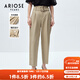 艾諾絲雅詩(shī)【商場(chǎng)同款】春秋款經(jīng)典高腰簡(jiǎn)約西裝褲休閑褲女20323057 沙茶色 M