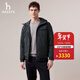 哈吉斯（HAZZYS）男裝 2025冬季新款男外套【兩面穿】通勤連帽羽絨服男ASFZU0CDU64 深灰色DE L （175/96A 48）
