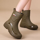 新款輕便中筒女士雨鞋防水防滑耐磨廚房鞋工作鞋加絨保暖短筒雨靴 501 軍綠單鞋【標準碼】 37