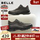 百麗厚底增高健步鞋男25秋新抓紋牛皮戶(hù)外休閑運動(dòng)鞋A2215CM5 黑色 40 (250mm)