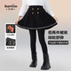 憨憨象女童裙褲加厚兒童百褶帶裙褲子假兩件打底褲女大童一體加絨褲裙冬 2176黑色【加絨加厚】 170 cm（適合身高160-165）
