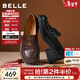 百麗（Belle）復古流蘇抓皺羊皮樂(lè )福鞋女2026春新柔軟粗跟通勤單鞋B2988AA6 棕色 37 (235mm)