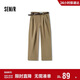 森馬（Semir）休閑褲女長(cháng)褲腰帶ins潮秋季磨毛做舊打褶闊腿褲101524127020B