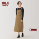MUJI女式 牛仔 背帶裙 女裝裙子 牛仔裙 長(cháng)裙 A字裙 春秋 深米色 S (155/62A)