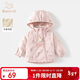 班喜迪女童棉服外套秋裝2025新款洋氣時(shí)髦寶寶連帽棉衣秋季童裝兒童棉襖 粉色 90 cm
