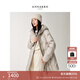 玖姿·安娜蔻休閑減齡連帽中長(cháng)款壓膠鵝絨羽絨服女2025冬季新款 米色 M