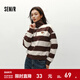 森馬（Semir）衛衣女冬半拉鏈立領(lǐng)小狗oversize條紋抓絨套頭衫疊穿復古上衣 咖灰色調00352 M