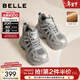 百麗（Belle）潮酷高幫老爹鞋女冬季新款商場(chǎng)同款厚底加絨休閑鞋E6N1DDD5 灰色-薄絨 38