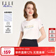ELLE ACTIVE絲柔棉印花圓領(lǐng)短袖T恤女夏季抑菌精選時(shí)尚氣質(zhì)百搭透氣上衣女 字母-白色 M