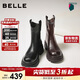 百麗復古氣質(zhì)時(shí)裝靴女2025冬新優(yōu)雅高跟彈力靴E5E1DDZ5 黑色 37