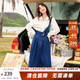 兩三事復古牛仔背帶裙女2025春季新款冬季新款牛仔裙半身裙裙子一人相伴 牛仔藍（小個(gè)子） S