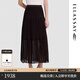歌力思（ELLASSAY）【萊賽爾百褶透膚】2026春高腰大擺顯瘦中長(cháng)款半身裙女EWB371M001 摩卡棕 S