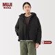 MUJI 女式 不易沾水 羽絨夾克 羽絨服女款 女裝25年冬季外套 BD11BA5A 黑色 S (155/80A)